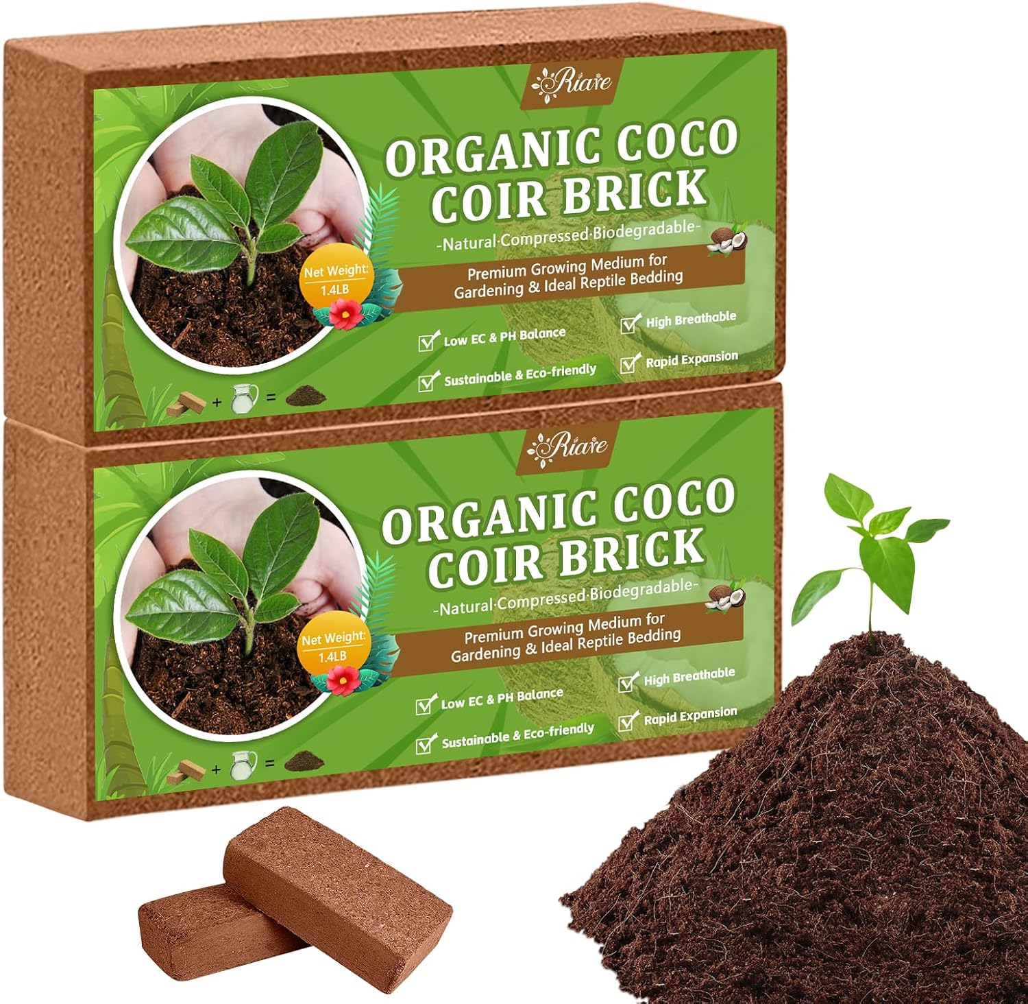 2pcs Organic Coco Coir Bricks  - Substrate Coconut Fiber ulasan dan harga